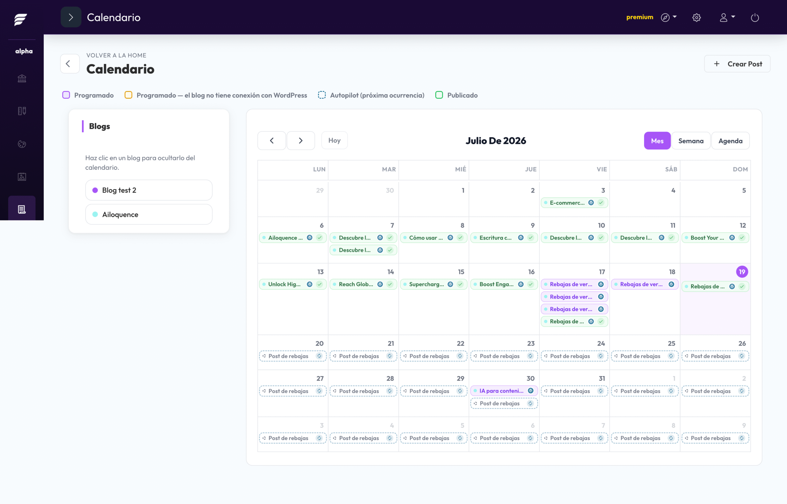 Calendario y planificación