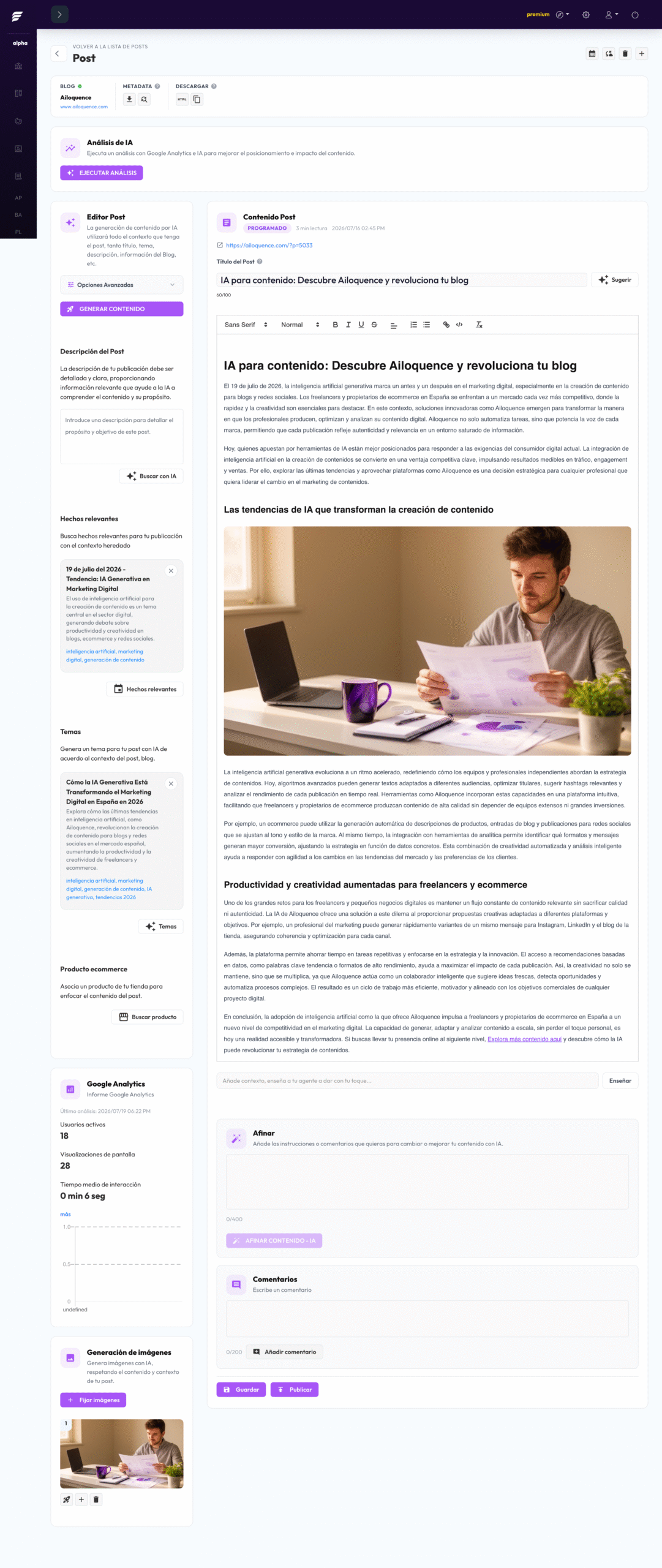 Creación de blog con Ailoquence