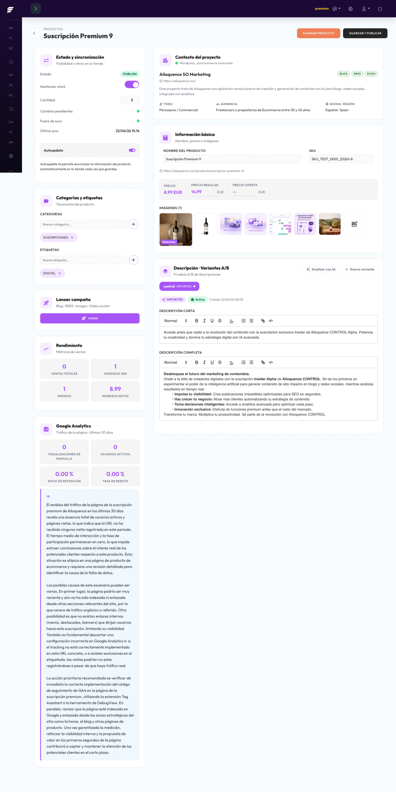 Edición de producto con IA en Ailoquence