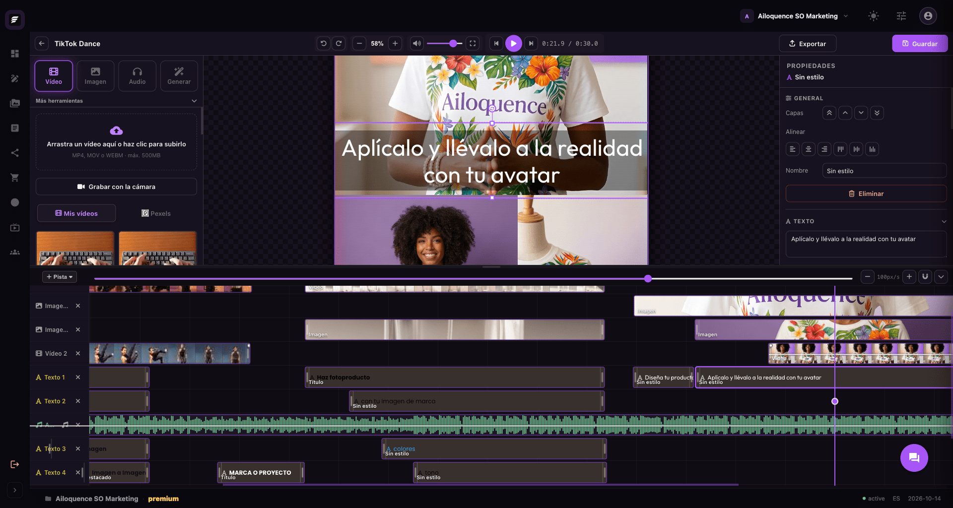 Editor de vídeo Ailoquence